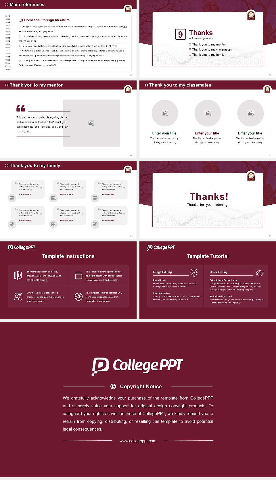 Erskine College Graduation Thesis Defense PPT Template16:9 ratio PPT effect preview image7