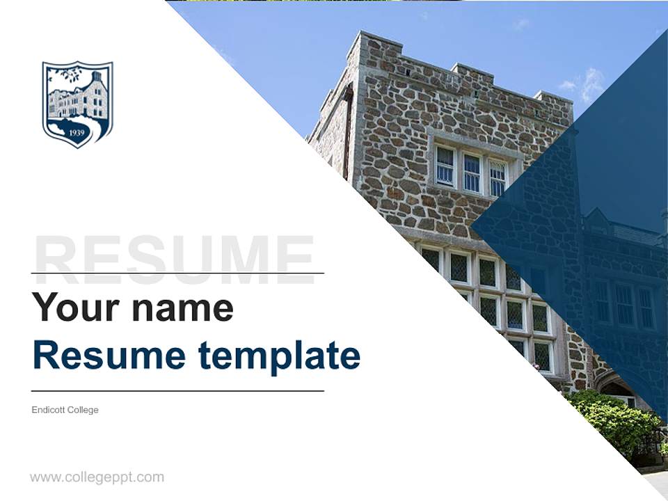 Endicott College Resume PPT Template4:3 ratio PPT effect preview image5