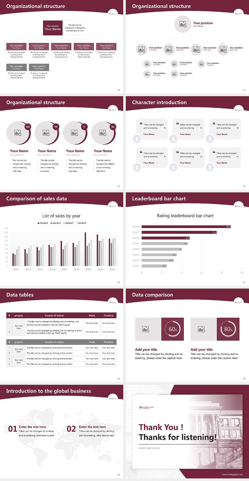 Fairmont State University Academic Presentation/Research Findings Report PPT Template4:3 ratio PPT effect preview image4