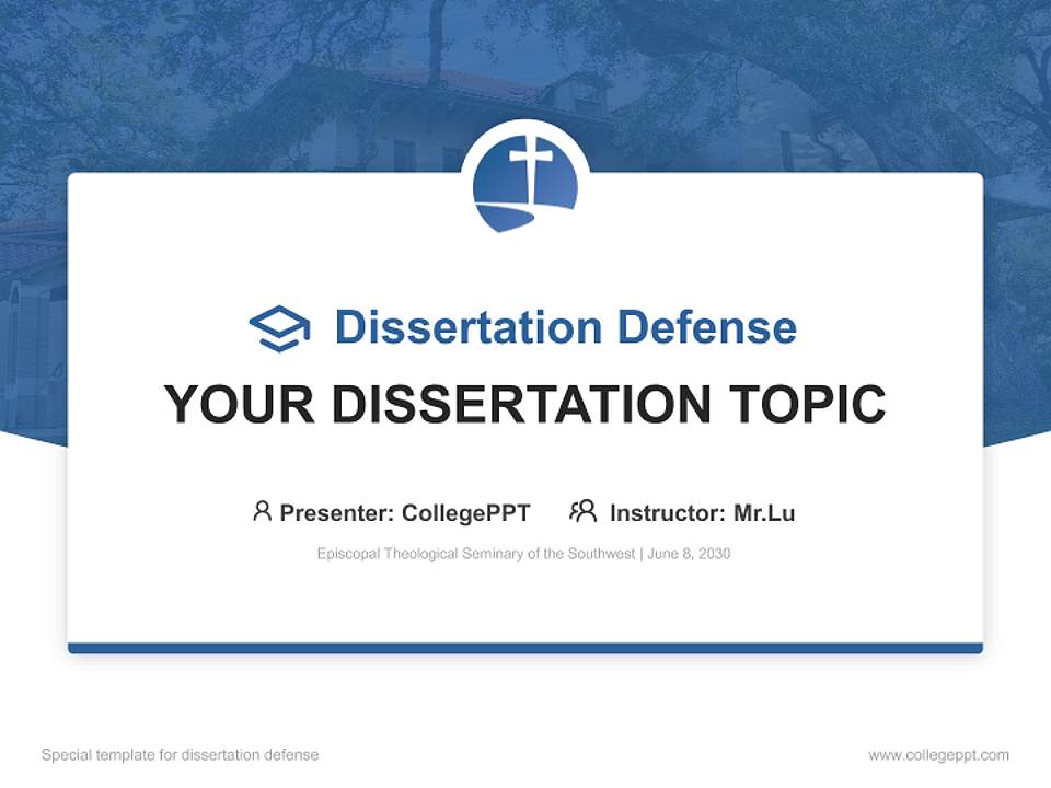 Episcopal Theological Seminary of the Southwest Graduation Thesis Defense PPT Template4:3 ratio PPT effect preview image7