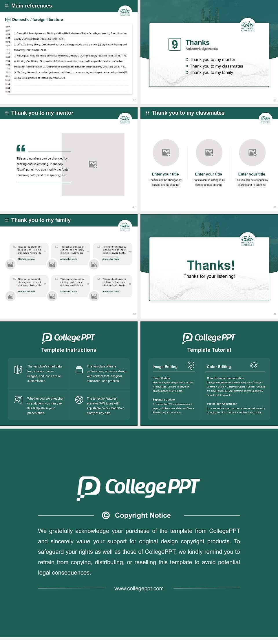 Eden Theological Seminary Graduation Thesis Defense PPT Template4:3 ratio PPT effect preview image7