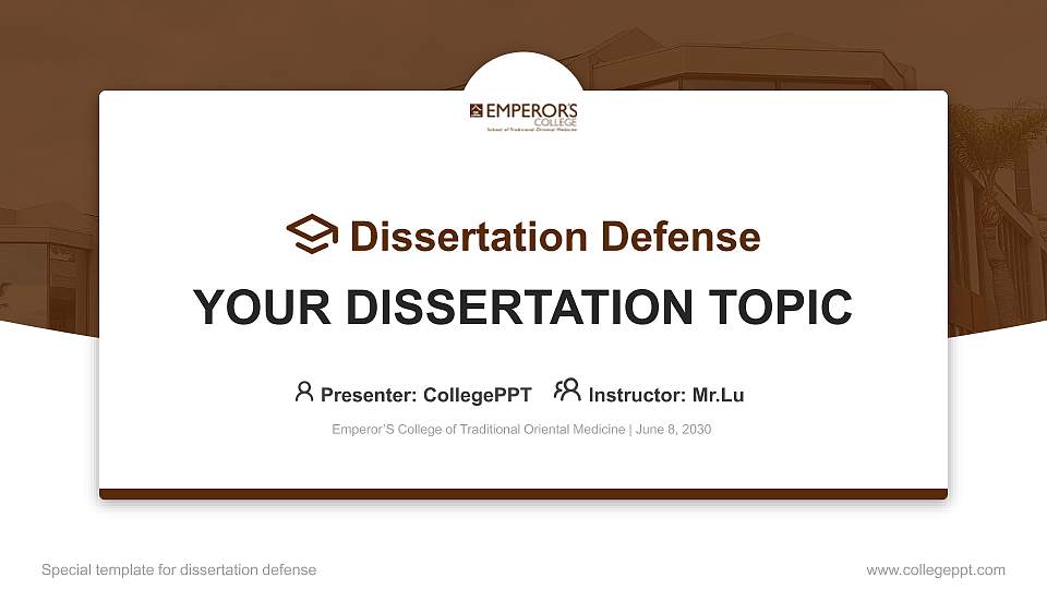 Emperor’S College of Traditional Oriental Medicine Graduation Thesis Defense PPT Template16:9 ratio PPT effect preview image