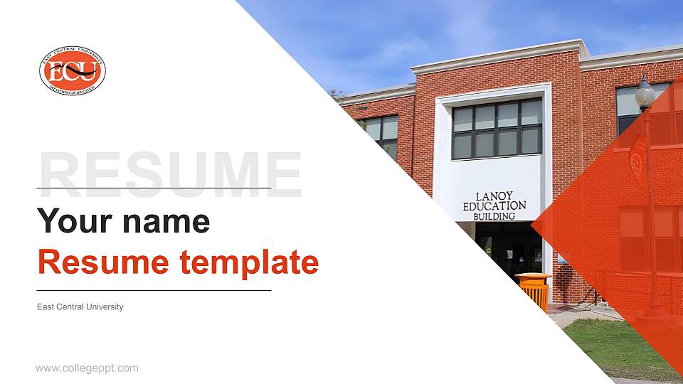 East Central University Resume PPT Template16:9 ratio PPT effect preview image