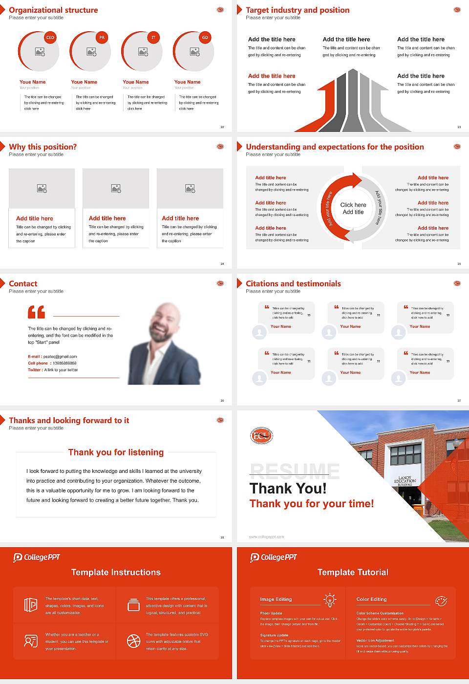 East Central University Resume PPT Template16:9 ratio PPT effect preview image4