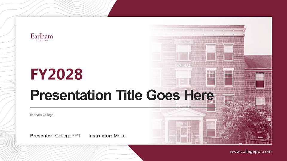 Earlham College Academic Presentation/Research Findings Report PPT Template16:9 ratio PPT effect preview image