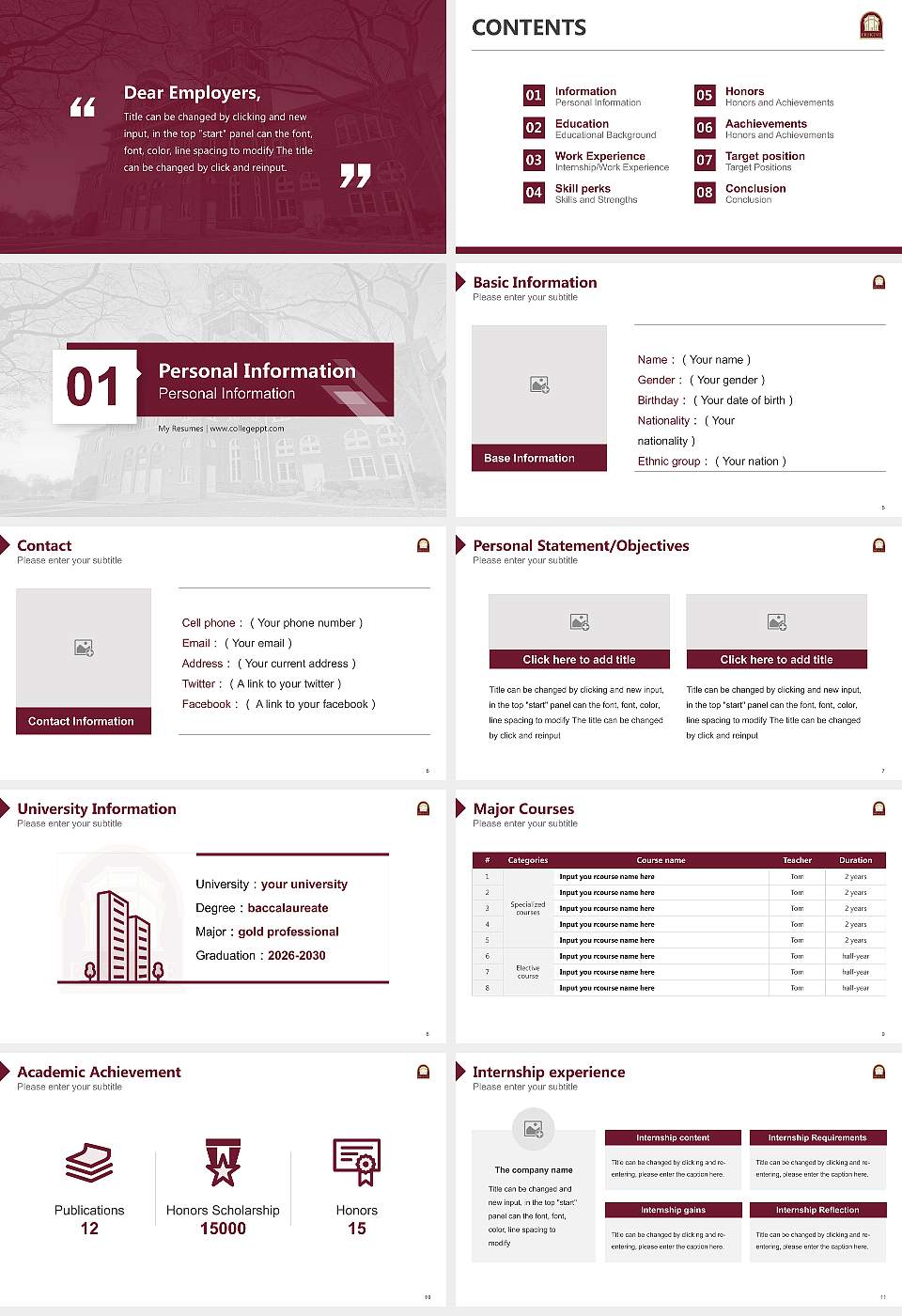 Erskine College Resume PPT Template16:9 ratio PPT effect preview image2