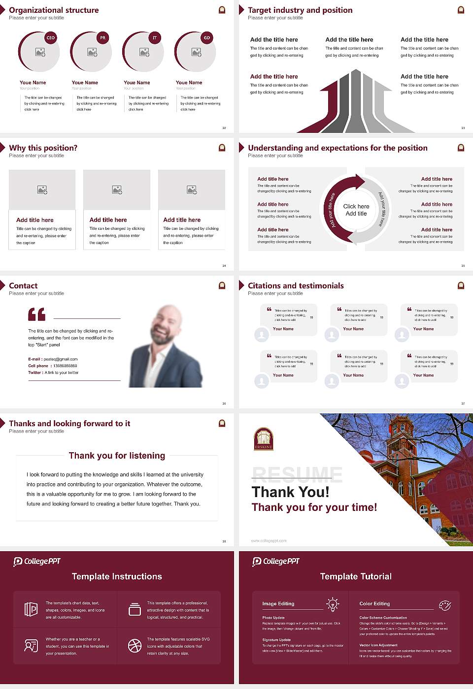 Erskine College Resume PPT Template16:9 ratio PPT effect preview image4