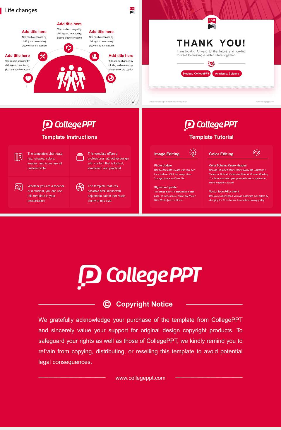 East Stroudsburg University of Pennsylvania National Scholarship Defense PPT Template4:3 ratio PPT effect preview image4