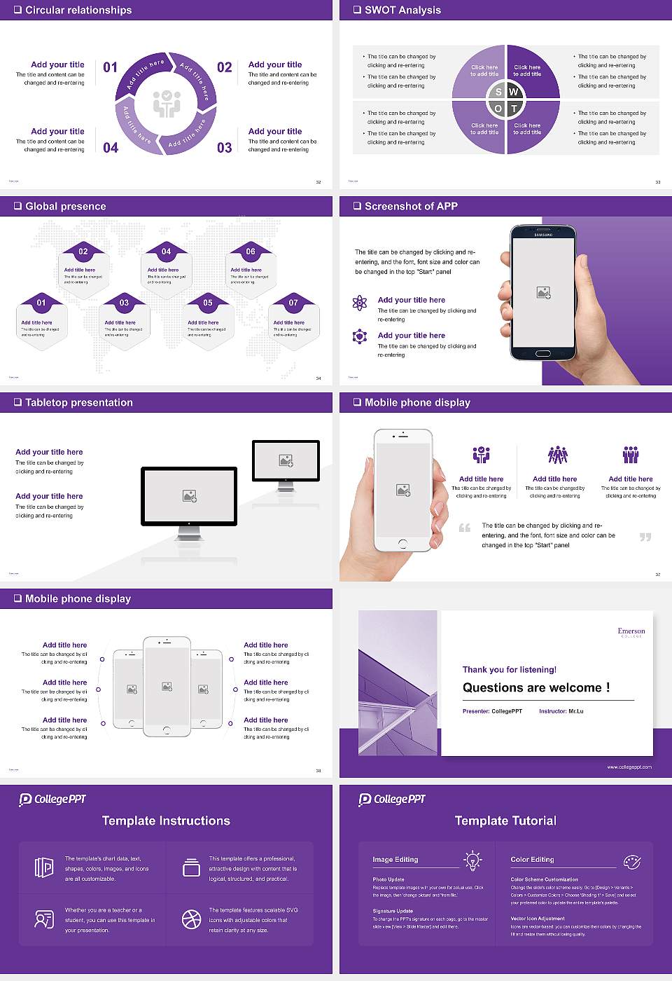 Emerson College General Purpose PPT Template16:9 ratio PPT effect preview image5