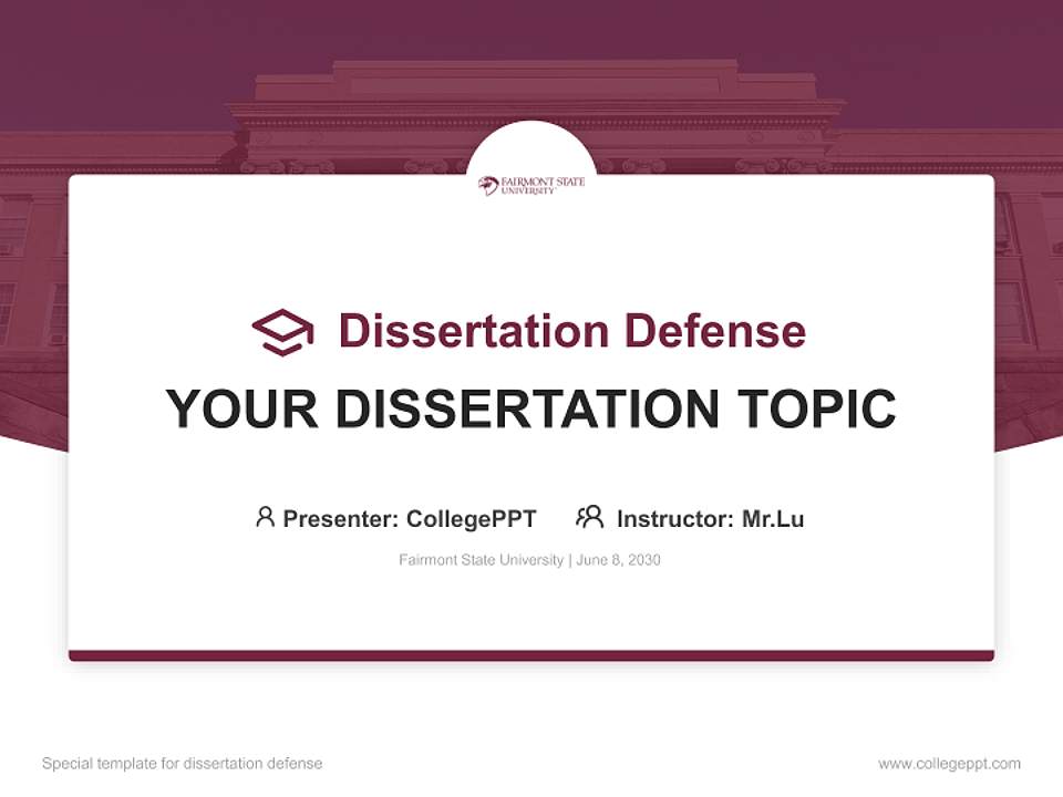 Fairmont State University Graduation Thesis Defense PPT Template4:3 ratio PPT effect preview image7