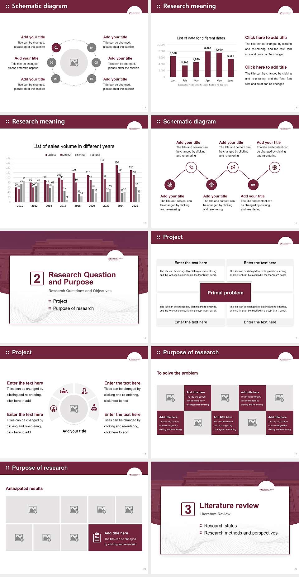 Fairmont State University Graduation Thesis Defense PPT Template4:3 ratio PPT effect preview image3