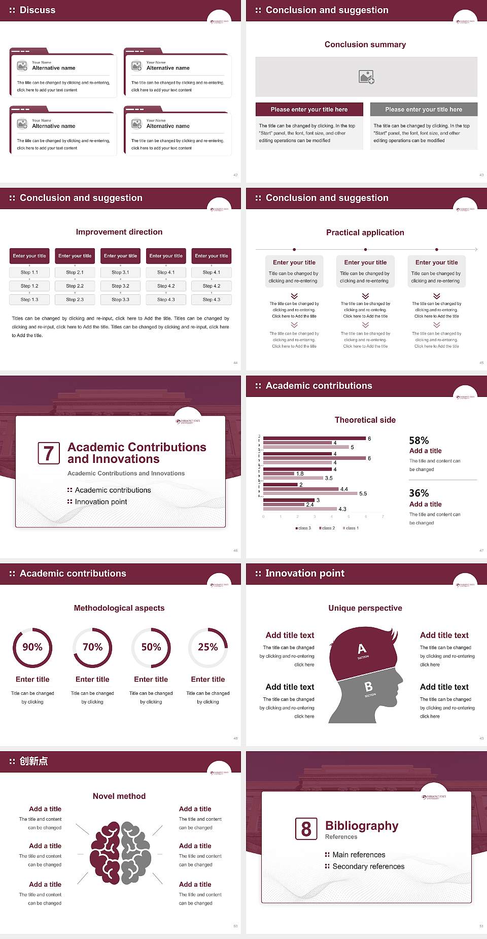 Fairmont State University Graduation Thesis Defense PPT Template4:3 ratio PPT effect preview image6