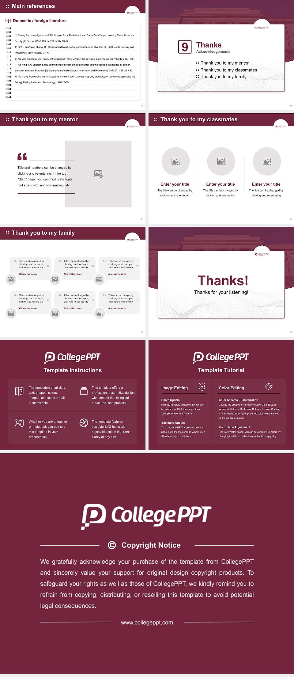 Fairmont State University Graduation Thesis Defense PPT Template4:3 ratio PPT effect preview image7