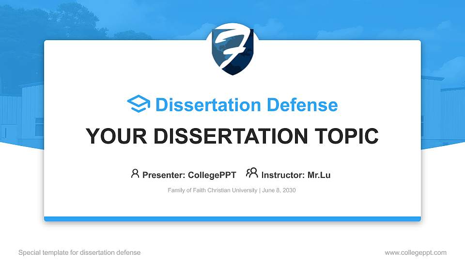 Family of Faith Christian University Graduation Thesis Defense PPT Template16:9 ratio PPT effect preview image1