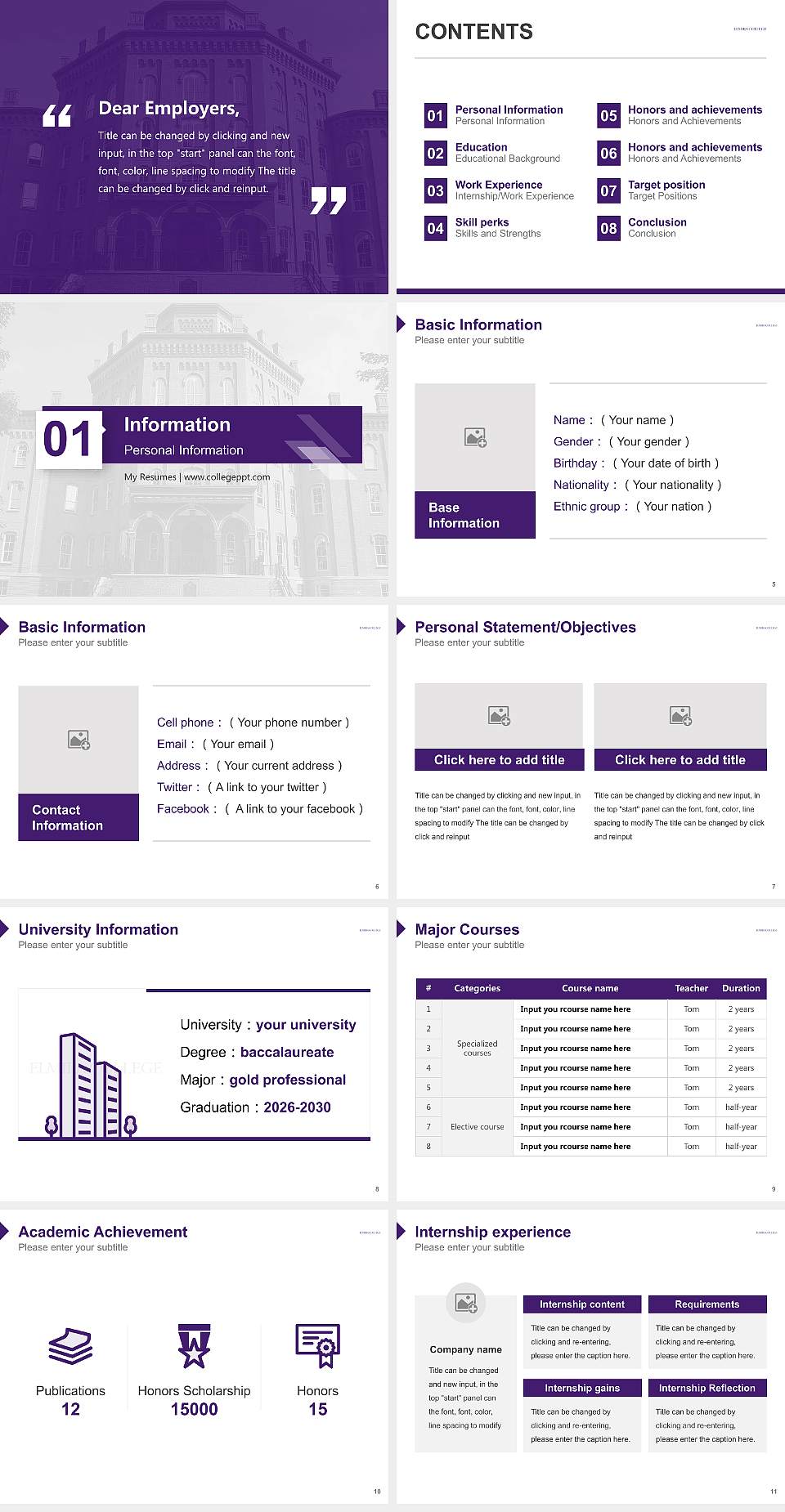 Elmira College Resume PPT Template4:3 ratio PPT effect preview image2