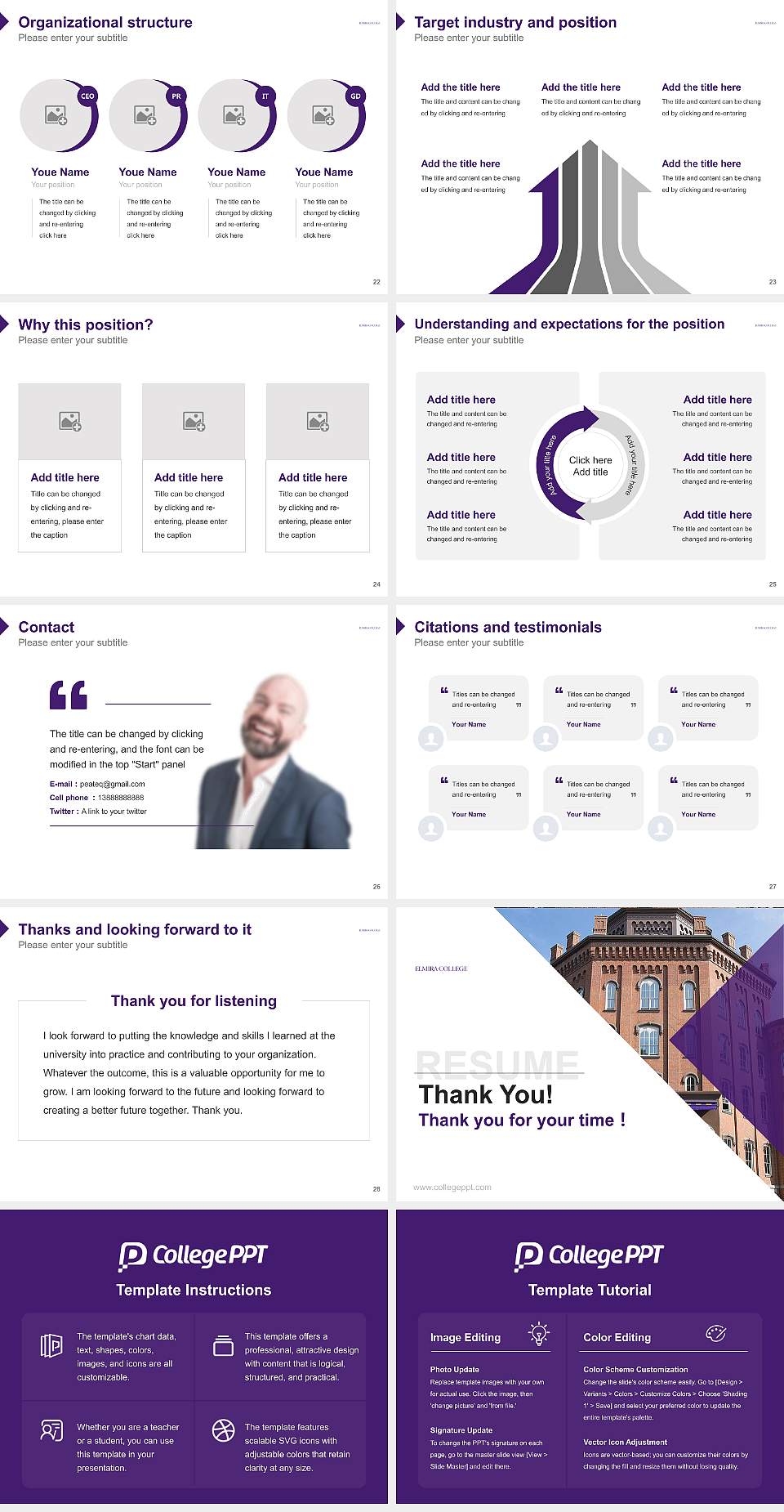 Elmira College Resume PPT Template4:3 ratio PPT effect preview image4
