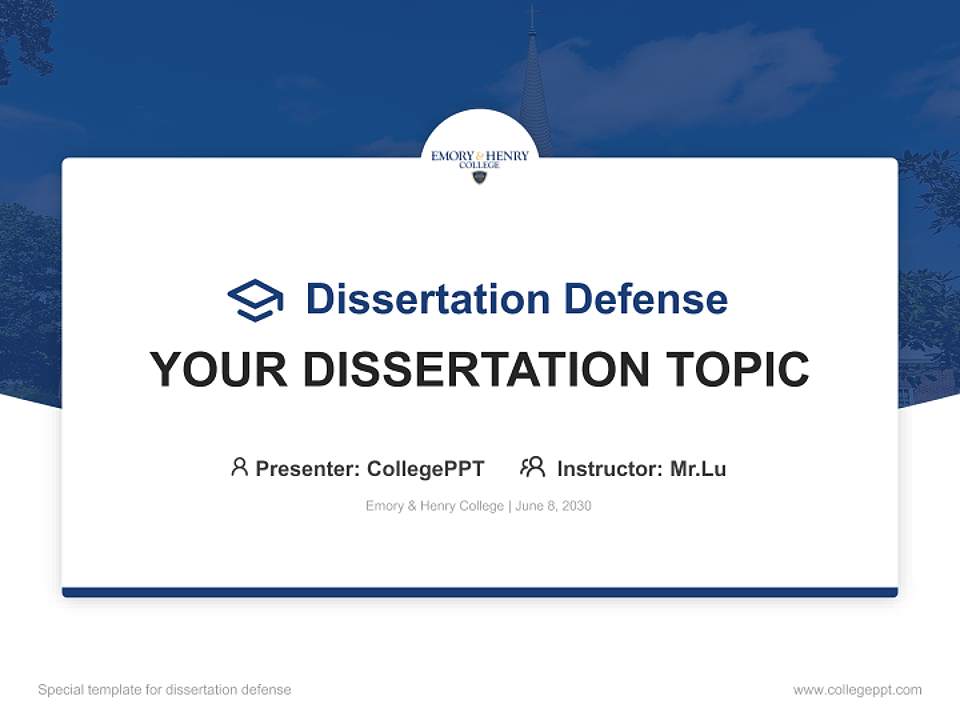 Emory & Henry College Graduation Thesis Defense PPT Template4:3 ratio PPT effect preview image7