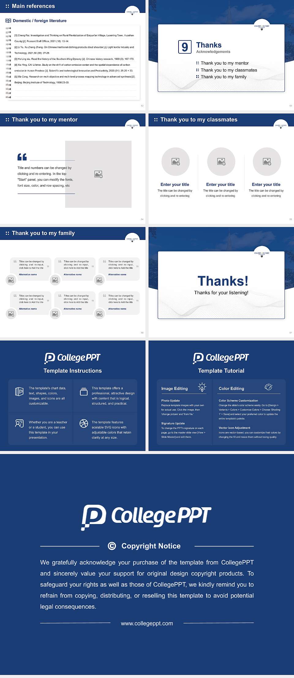 Emory & Henry College Graduation Thesis Defense PPT Template4:3 ratio PPT effect preview image7
