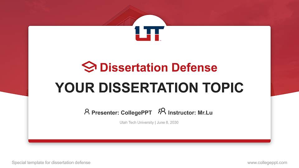 Utah Tech University Graduation Thesis Defense PPT Template16:9 ratio PPT effect preview image