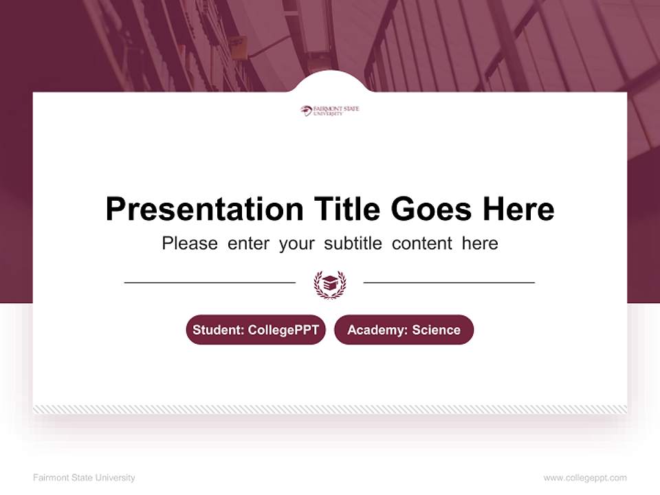 Fairmont State University National Scholarship Defense PPT Template4:3 ratio PPT effect preview image4