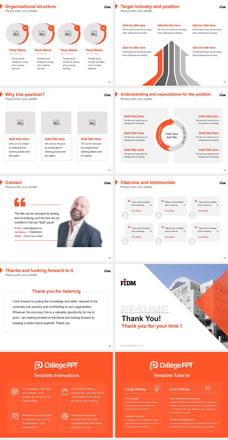 Fidm-Fashion Institute of Design & Merchandising-Los Angeles Resume PPT Template4:3 ratio PPT effect preview image4