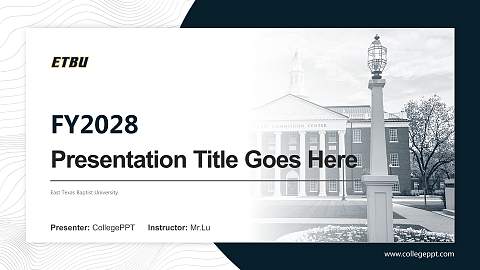 East Texas Baptist University Academic Presentation/Research Findings Report PPT Template