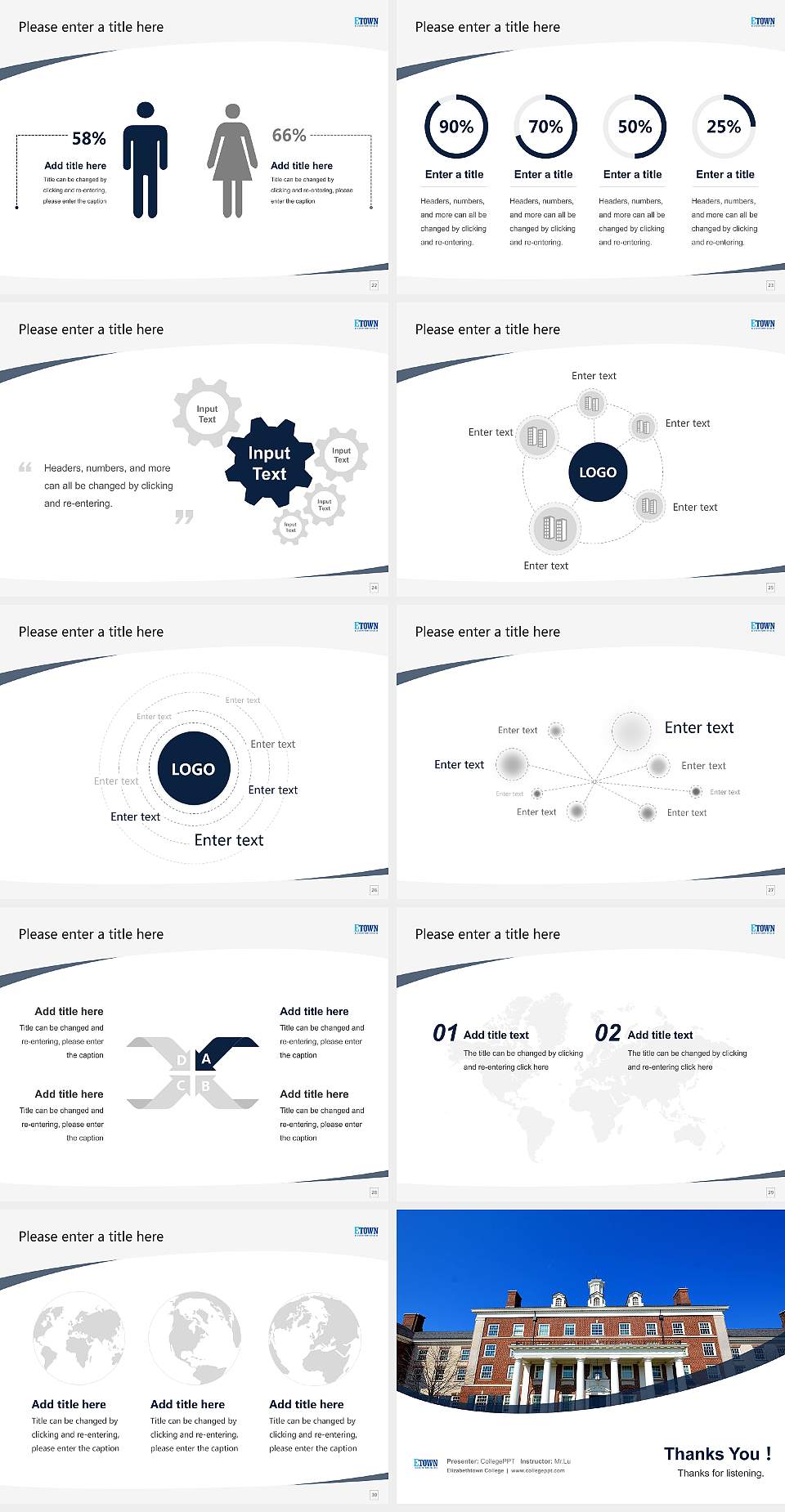 Elizabethtown College Course/Courseware Creation PPT Template4:3 ratio PPT effect preview image4