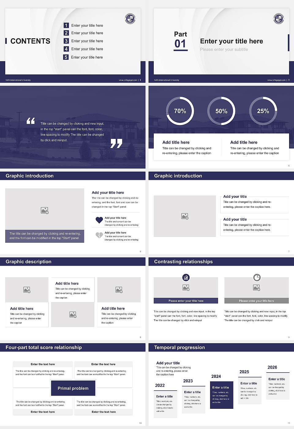Faith International University Thesis Proposal/Graduation Defense PPT Template16:9 ratio PPT effect preview image2