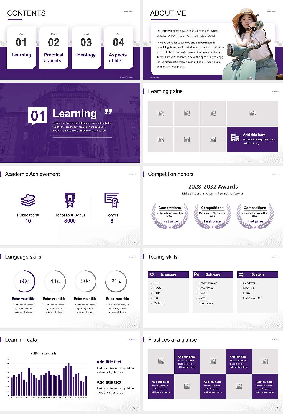 Elmira College National Scholarship Defense PPT Template16:9 ratio PPT effect preview image2