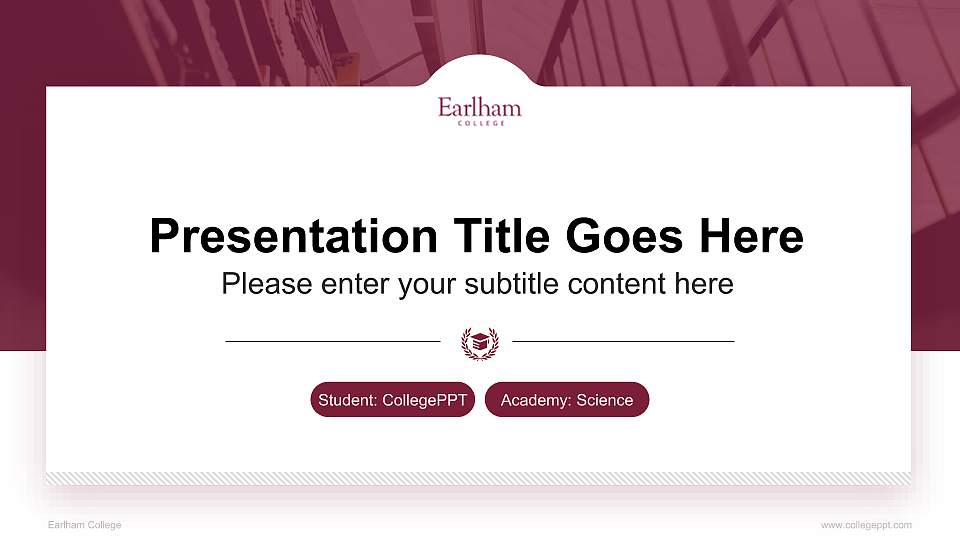 Earlham College National Scholarship Defense PPT Template16:9 ratio PPT effect preview image
