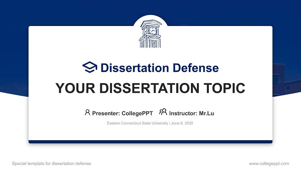 Eastern Connecticut State University Graduation Thesis Defense PPT Template16:9 ratio PPT effect preview image