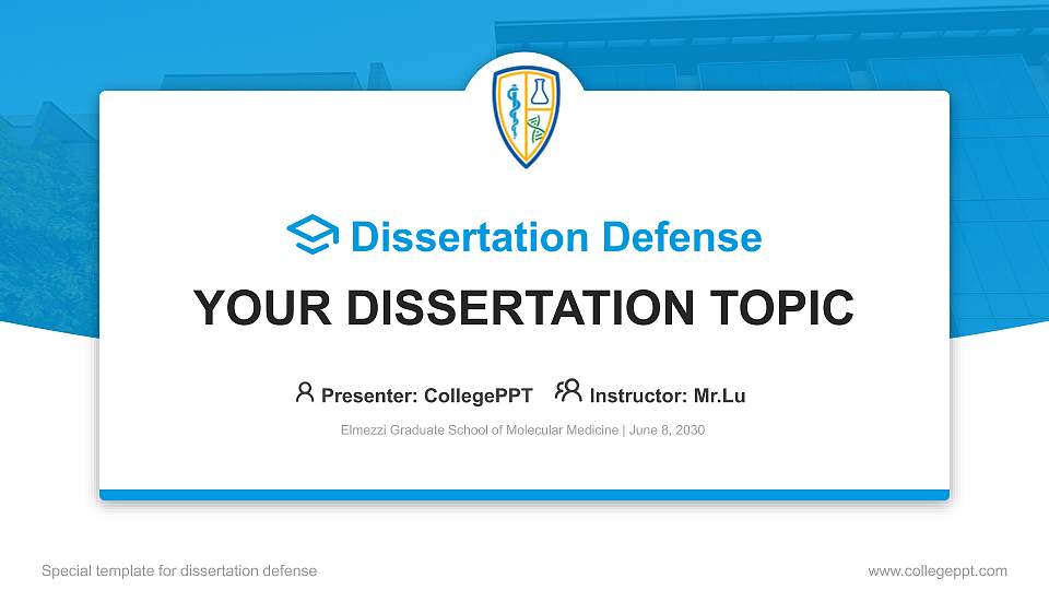 Elmezzi Graduate School of Molecular Medicine Graduation Thesis Defense PPT Template16:9 ratio PPT effect preview image