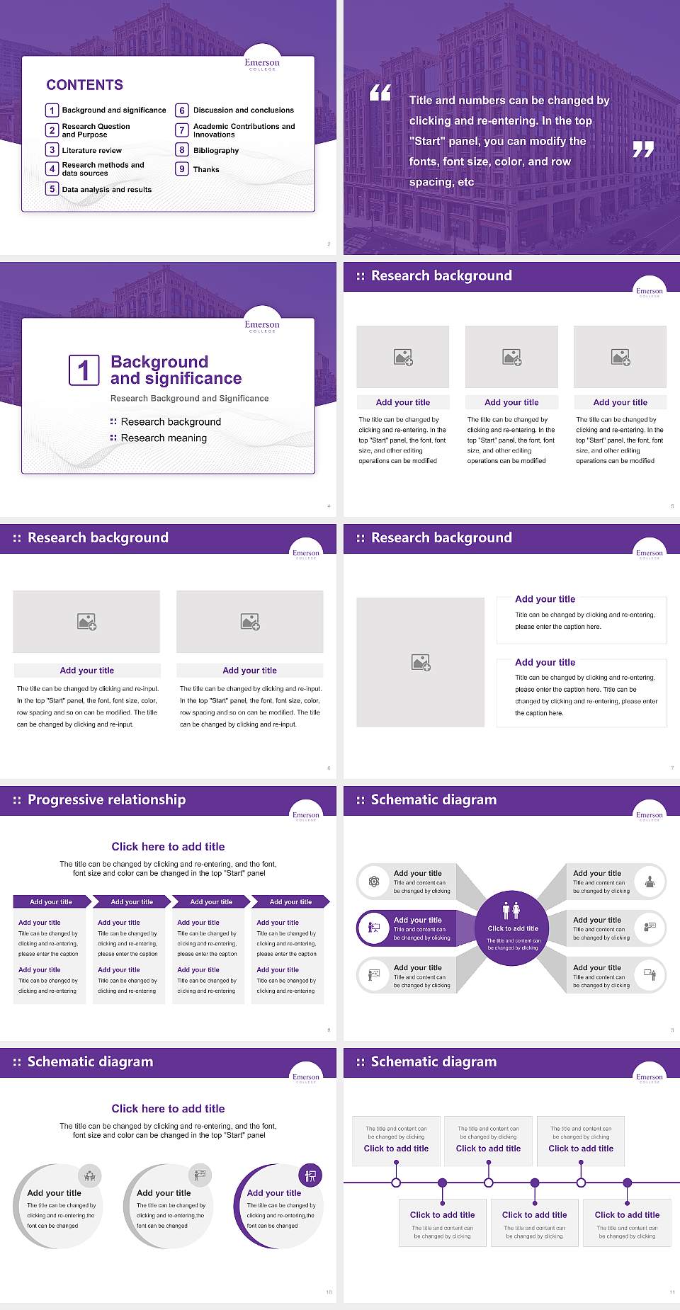 Emerson College Graduation Thesis Defense PPT Template4:3 ratio PPT effect preview image2