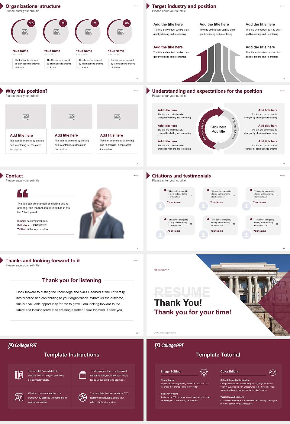 Fairmont State University Resume PPT Template16:9 ratio PPT effect preview image4