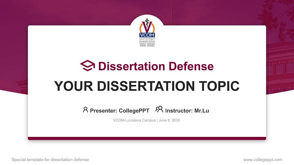 VCOM-Louisiana Campus Graduation Thesis Defense PPT Template16:9 ratio PPT effect preview image