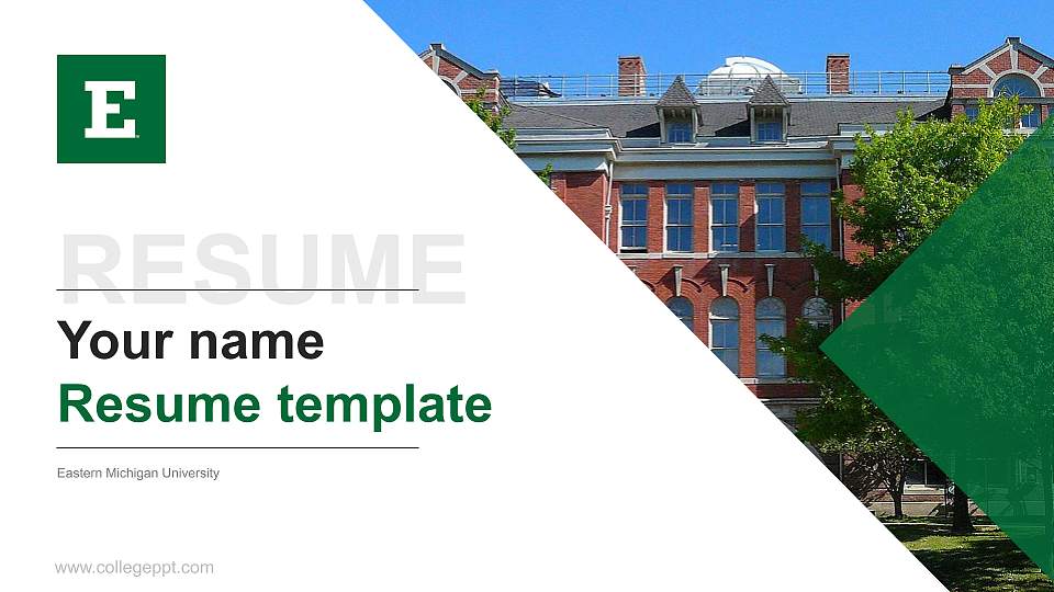 Eastern Michigan University Resume PPT Template16:9 ratio PPT effect preview image