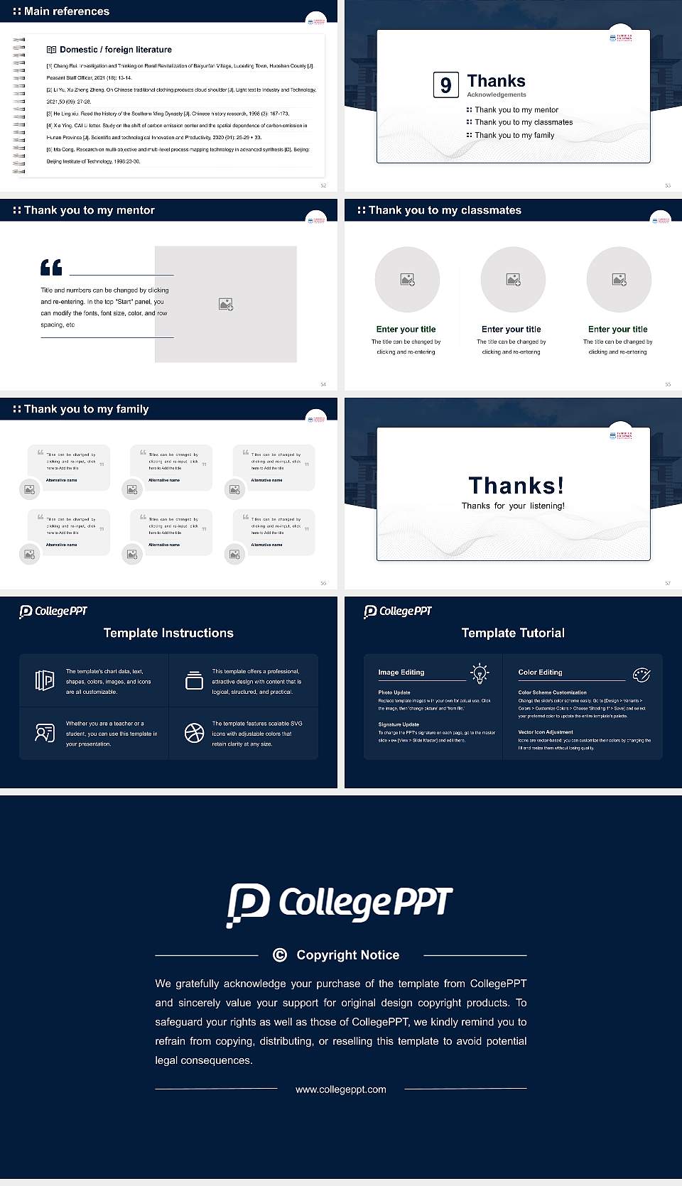 Fairleigh Dickinson University-Florham Campus Graduation Thesis Defense PPT Template16:9 ratio PPT effect preview image7