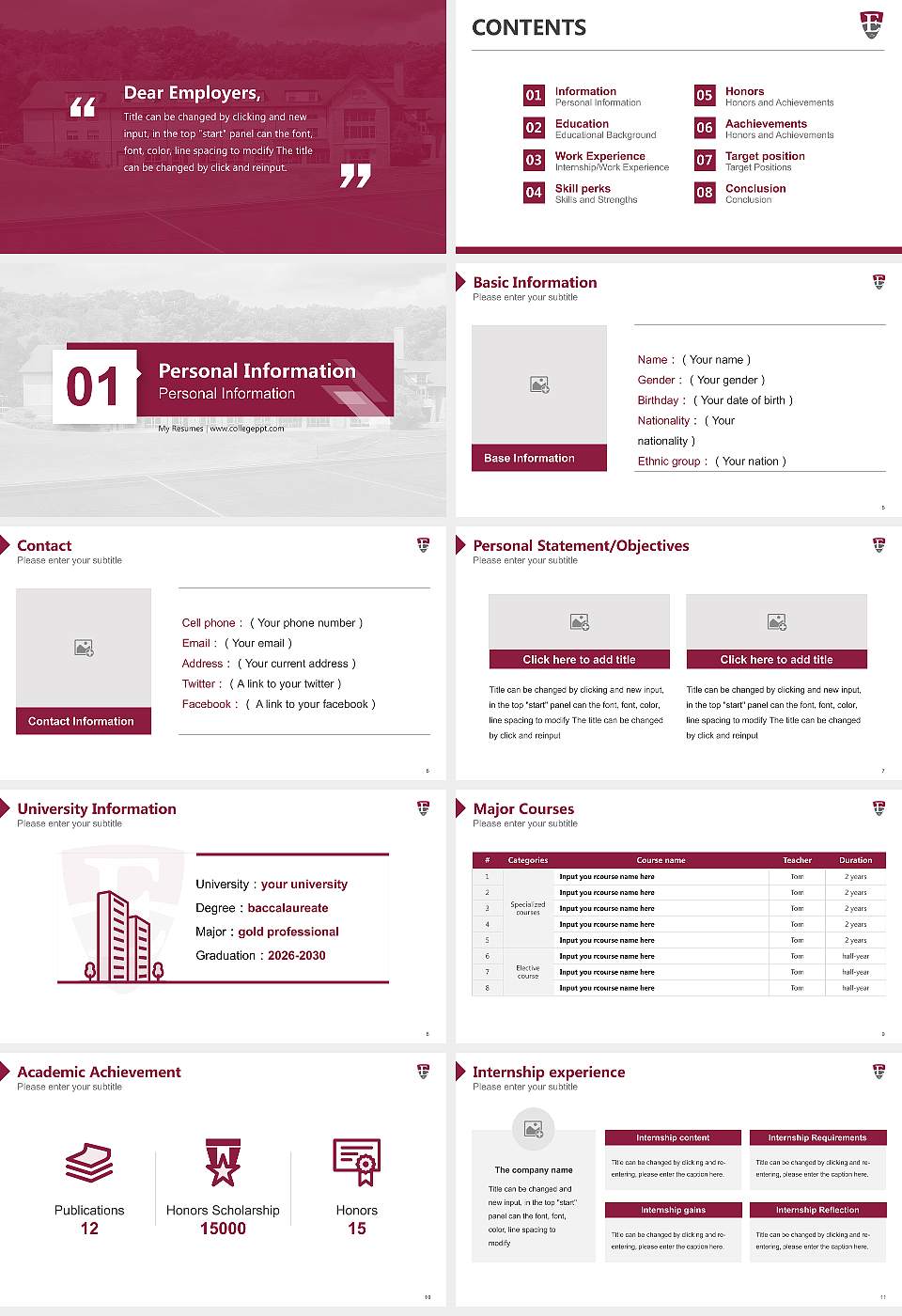 Eastern University Resume PPT Template16:9 ratio PPT effect preview image2