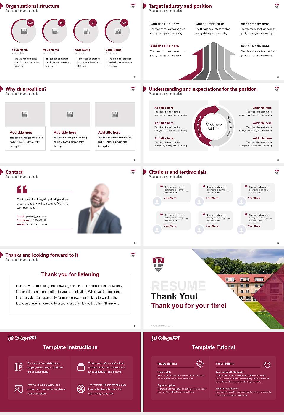 Eastern University Resume PPT Template16:9 ratio PPT effect preview image4