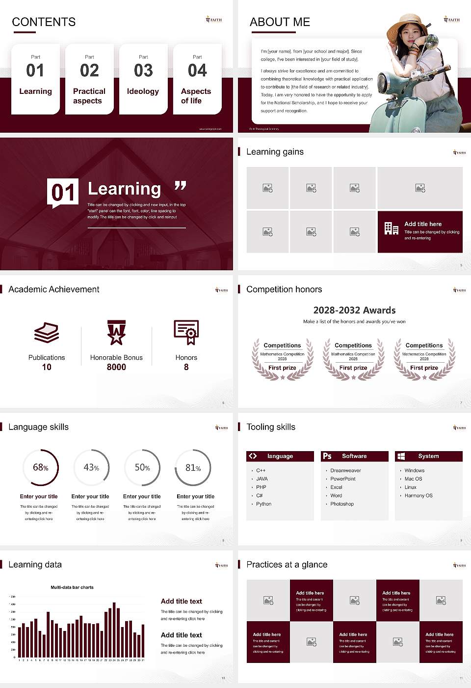 Faith Theological Seminary National Scholarship Defense PPT Template16:9 ratio PPT effect preview image2