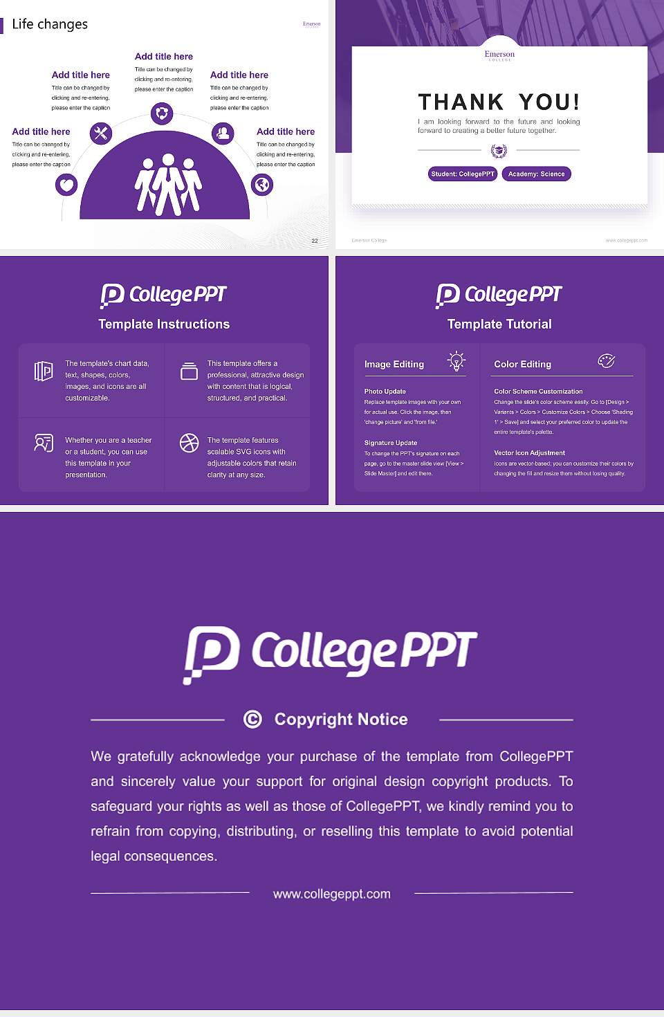 Emerson College National Scholarship Defense PPT Template4:3 ratio PPT effect preview image4