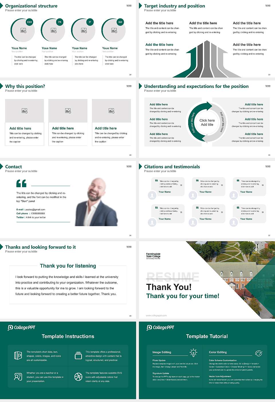 Farmingdale State College Resume PPT Template16:9 ratio PPT effect preview image4