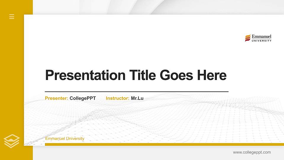Emmanuel University Thesis Proposal/Graduation Defense PPT Template16:9 ratio PPT effect preview image1