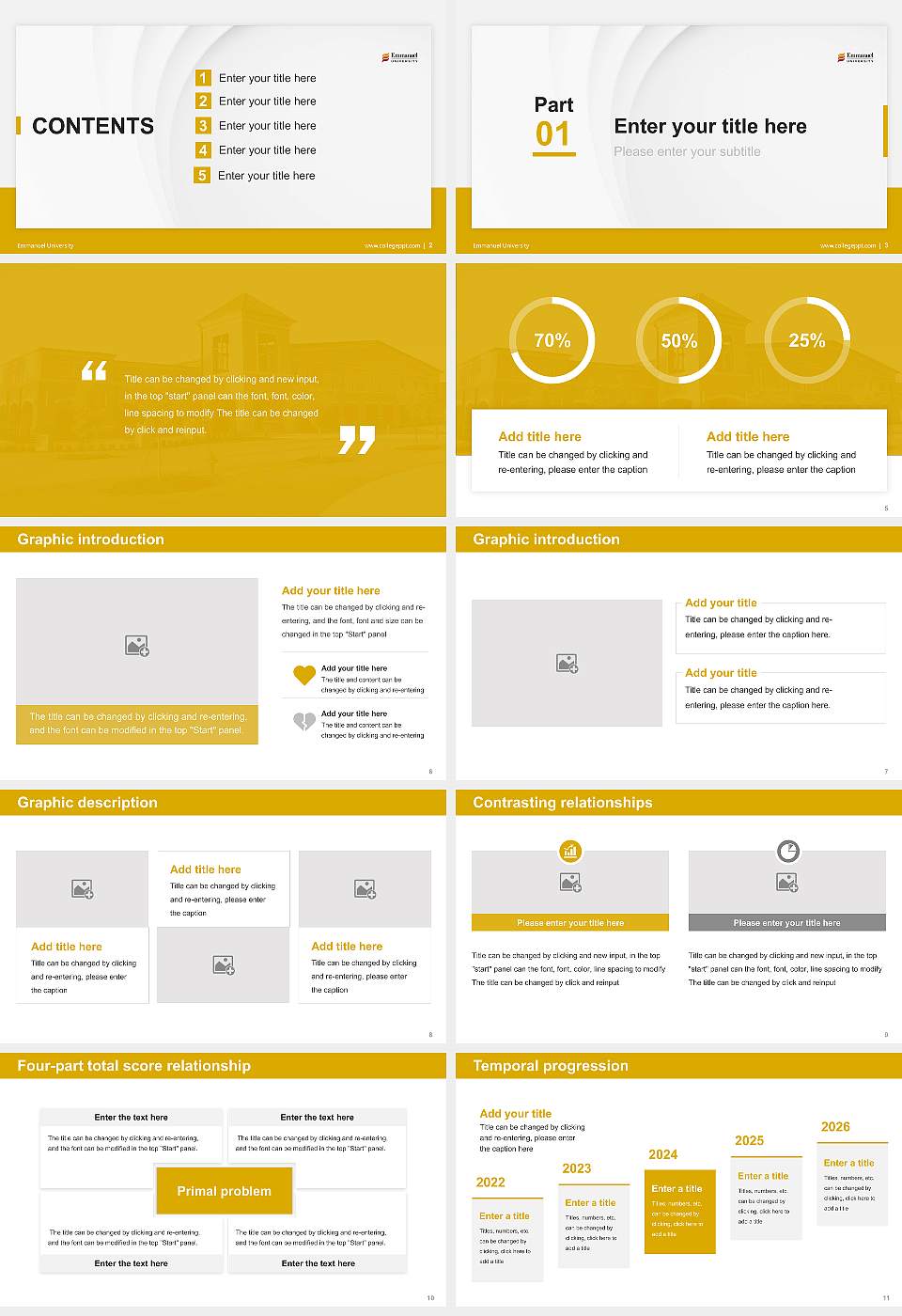 Emmanuel University Thesis Proposal/Graduation Defense PPT Template16:9 ratio PPT effect preview image2