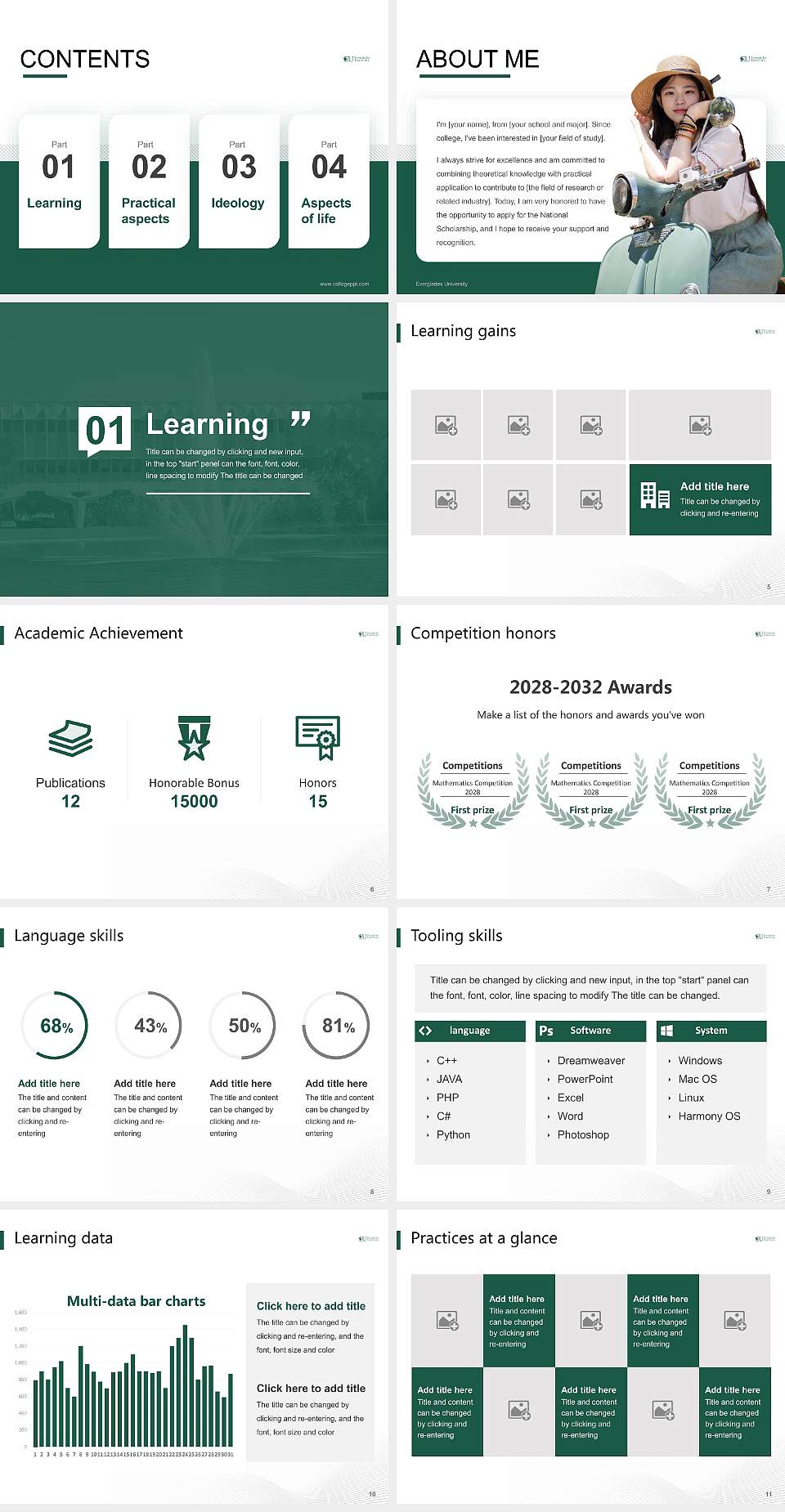 Everglades University National Scholarship Defense PPT Template4:3 ratio PPT effect preview image2