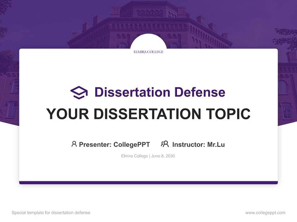Elmira College Graduation Thesis Defense PPT Template4:3 ratio PPT effect preview image7