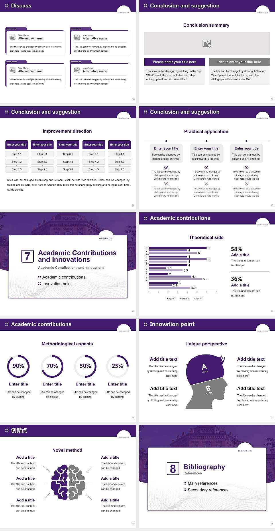 Elmira College Graduation Thesis Defense PPT Template4:3 ratio PPT effect preview image6