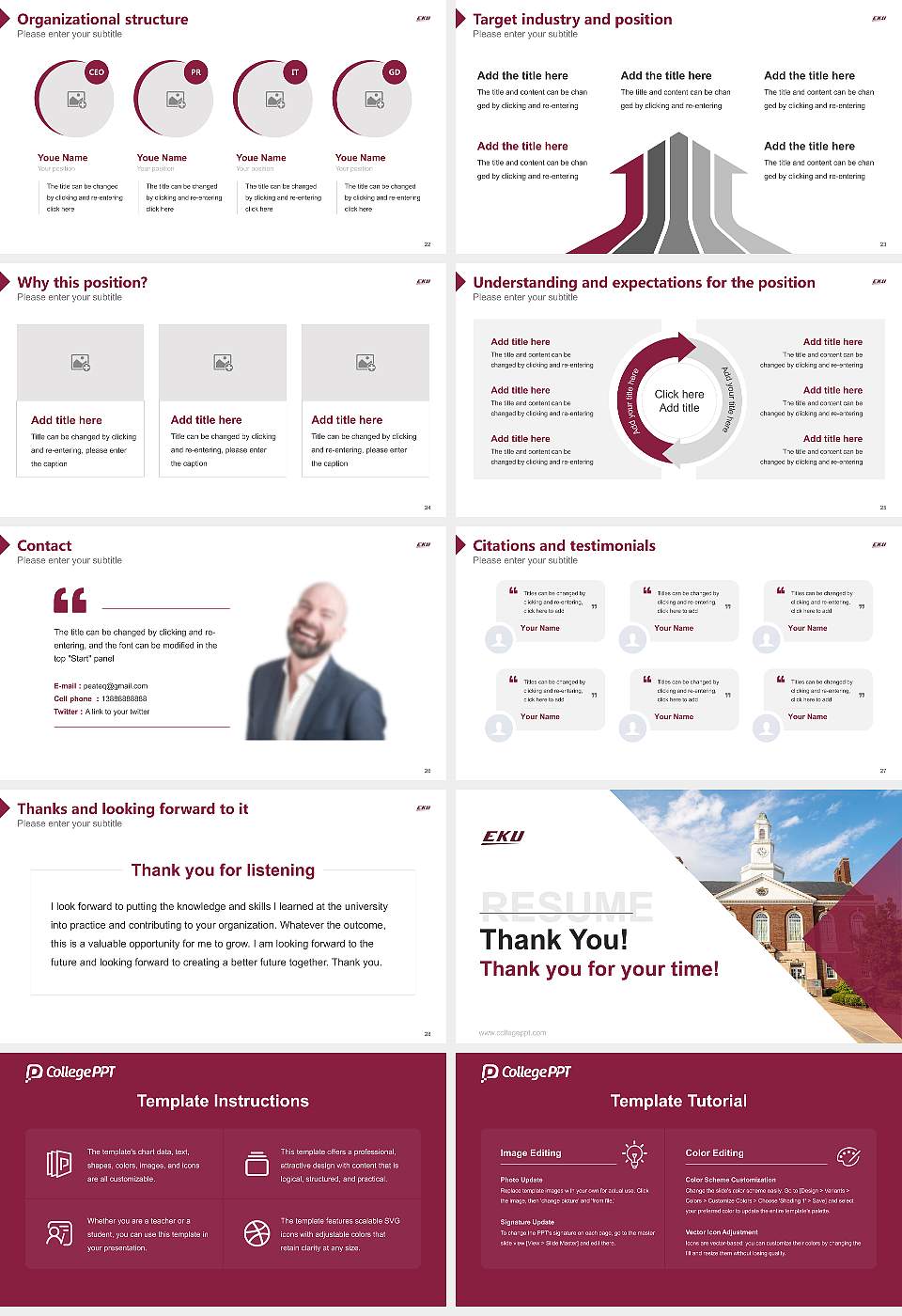 Eastern Kentucky University Resume PPT Template16:9 ratio PPT effect preview image4