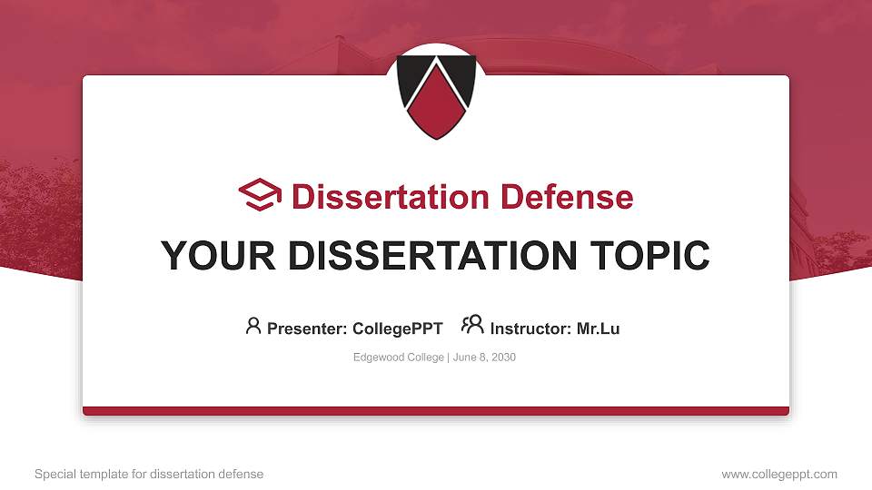 Edgewood College Graduation Thesis Defense PPT Template16:9 ratio PPT effect preview image