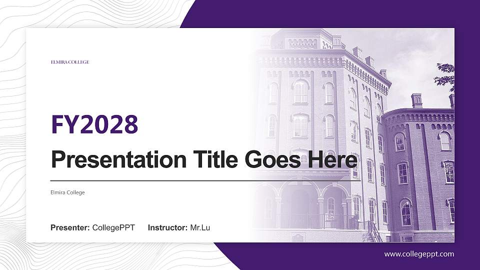 Elmira College Academic Presentation/Research Findings Report PPT Template16:9 ratio PPT effect preview image